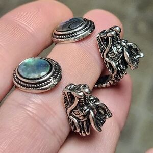 Abalone Shell Dragon Ring. Unisex Male Crystal Jewlery